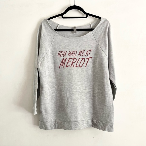 Next Level Apparel Long Sleeve Shirt Merlot Wine Scoop Neck Casual Tee Gray Red - Picture 1 of 4